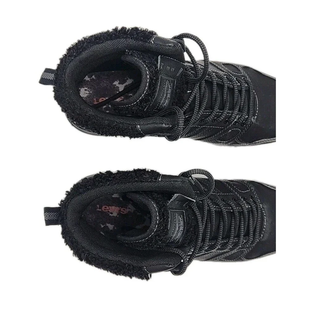 Levi's Sneaker Shoe Black High Top Sherpa Trim Women Size 9 Synthetic Lace-up